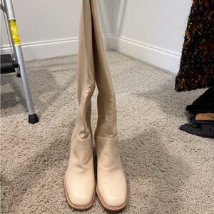 Cream heel boots